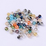 Chapelets de perles en rondelles facettées en verre électrolytique, couleur mixte, 4x3mm, Trou: 1mm, environ 200 pcs / sachet 