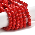 Painted Glass Bead Strands, Baking Paint, Round, Red, 8mm, Hole: 1.3~1.6mm, about 100pcs/strand, 31.4 inch