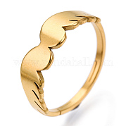 Ion Plating(IP) 304 Stainless Steel Wing Adjustable Ring for Women RJEW-T027-10G