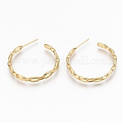 Brass Half Hoop Earrings KK-R117-055G-NF