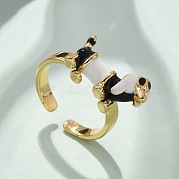 Латунные эмалевые манжетные кольца RJEW-C120-24G