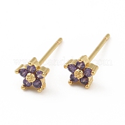 Серьги-гвоздики с кубическим цирконием EJEW-C035-15G-03