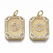 Brass Micro Pave Clear Cubic Zirconia Pendants KK-S356-234O-G-NF
