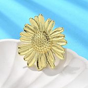 Латунные манжеты-кольца с подсолнухом для женщин RJEW-C123-03G