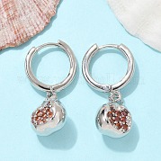 Латунные кубических серьги циркония обруч EJEW-Q015-02P-C