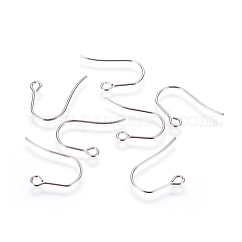 Anlaufgeschützte Ohrringhaken aus chirurgischem Edelstahl 316, mit horizontaler Schleife, Edelstahl Farbe, 18~19x13~14x0.7 mm, Bohrung: 2 mm, 21 Gauge, Stift: 0.7 mm