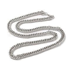 Collares de cadena de eslabones cubanos de hierro para mujeres y hombres., Platino, 23.62 pulgada (60 cm), link: 9.5x7.5x4 mm
