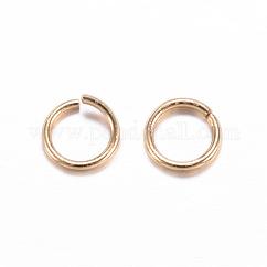 Anillos de salto abiertos de acero inoxidable 304, redondo, real 18k chapado en oro, 18 diámetro, 6x1mm, diámetro interior: 4 mm