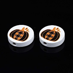 Бусины из натурального дерева с принтом осенней тематики WOOD-T021-89