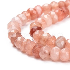 染め天然マレーシアジェイド翡翠ロンデルビーズ連売り  多面カット  ライトコーラル  4x2~3mm  穴：1mm  約110~115個/連  14インチ&nbsp;X-G-E316-2x4mm-42