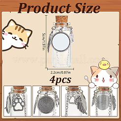 Прозрачные стеклянные пустые бутылки с подвесками из сплава AJEW-DR00027