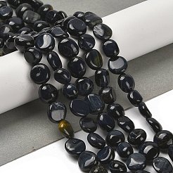 Нити бусин из натурального крашеного синего тигрового глаза G-P497-01E-74