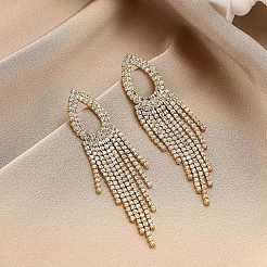 Серьги с кисточками и цепочкой из кубического циркония&nbsp;LS-EJEW-P236-10G