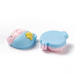 オペーク樹脂カボション  カタツムリの入ったカップ  ピンク  16x18.5x7mm&nbsp;RESI-G036-H01
