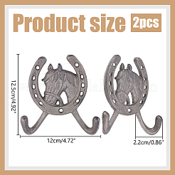 Чугунные крючки для одежды в форме подковы&nbsp;AJEW-WH0696-207A