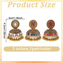 3ペア3色のベル合金シャンデリアピアス  アンティーク黄金  ミックスカラー  43x30mm  1pairs / color&nbsp;EJEW-AN0004-95