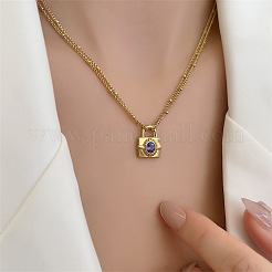 Двухслойные ожерелья с подвеской из нержавеющей стали и фиолетового стекла для женщин MI4484