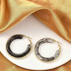 女性用304ステンレスフープピアス  リング  樹脂と  グレー  42mm&nbsp;EJEW-B113-02G-02
