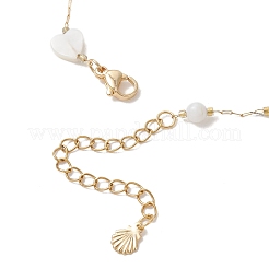 Sommerstrand natürliche weiße Muschelgliederkette Fußkettchen&nbsp;AJEW-AN00771-01
