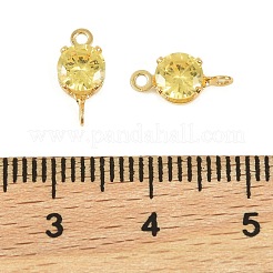 Латунные подвески-коннекторы с плоскими круглыми фианитами&nbsp;KK-P347-01G
