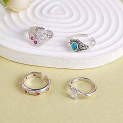 925 прямоугольное открытое кольцо-манжета из стерлингового серебра с родиевым покрытием JR905A