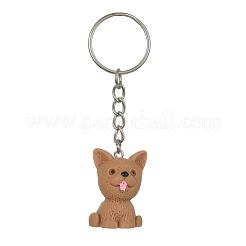 樹脂犬チャームキーホルダー  鉄のリング付き  ミックスカラー  8.2~8.4cm  4個/セット&nbsp;KEYC-JKC00618