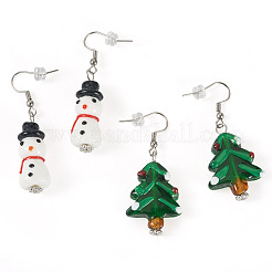 2 пара стеклянных подвесных серег в рождественском стиле в 2 стилях&nbsp;EJEW-TA00701