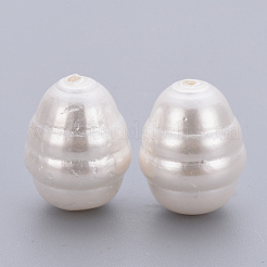 スプレープリントシェルパールビーズ  片穴  テクスチャ  乳白色  16x12.5mm  半分穴：1mm&nbsp;BSHE-Q031-13