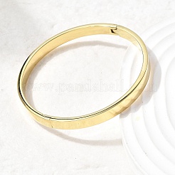 201ステンレススチールプレーンバングル  女性用ヒンジ付きバングル  18KGP本金メッキ  1/4インチ（0.8cm）  内径：2-1/4インチ（5.8cm）&nbsp;BJEW-Z151-01G-01