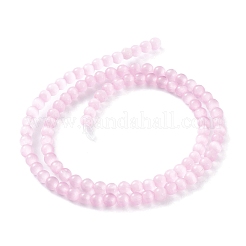 キャッツアイビーズ連売り  ラウンド  パールピンク  4mm  穴：0.7mm  約100~105個/連  14.37~14.69インチ（36.5~37.3cm）&nbsp;CE-F022-4mm-02