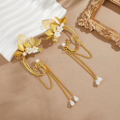 Серьги-каффы из сплава в виде листьев EJEW-HS00003