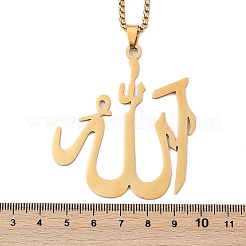 Colliers à chaîne avec pendentif arabe en acier inoxydable 201 pour femmes et hommes&nbsp;LS-NJEW-R013-07G