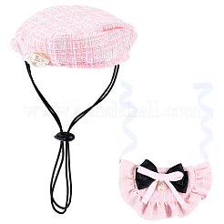 Наборы из полиэстера с бантом для ошейника и шапки для домашних животных&nbsp;AJEW-WH20019-84B