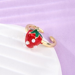 Латунные эмалевые открытые манжеты для женщин RJEW-U057-19A-G