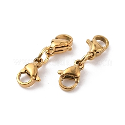 304ステンレススチールダブルロブスタークロウ留め金  ゴールドカラー  20x6x3mm&nbsp;STAS-WH0027-43G