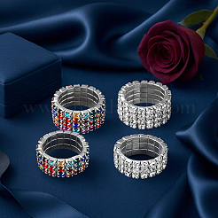 8 шт. 4 стиля стразы теннисные цепочки растягивающиеся кольца для женщин RJEW-HY0001-07B
