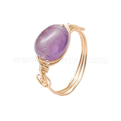 Ovale natürliche Amethyst & Amazonit & Rosenquarz & Citrin Fingerringe&nbsp;GG-CJ22AE-G