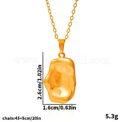304ステンレススチールのテクスチャード長方形ペンダントネックレス（女性用）  18KGP本金メッキ  17.72インチ（45cm）&nbsp;VF3320-2