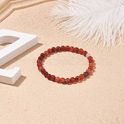 Bracelet extensible à perles rondes en agate naturelle&nbsp;BJEW-JB08614-02
