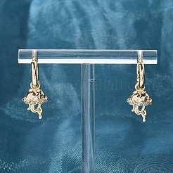 Серьги-кольца из латуни с прозрачным фианитом EJEW-Q014-04G