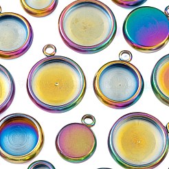 40 pz 4 stile placcatura ionica (ip) 304 impostazioni cabochon pendente in acciaio inossidabile&nbsp;STAS-LS0001-56MC