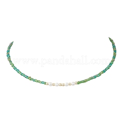 6 шт. ожерелья из двухцветного белого круглого жемчуга и стеклянных бусин&nbsp;NJEW-JN05738