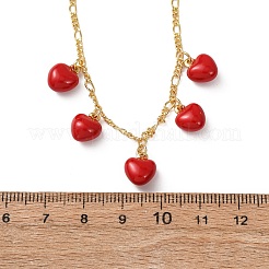 Collares con colgante de corazón rojo esmaltado en latón para el día de San Valentín para mujer&nbsp;NJEW-A071-13B-G