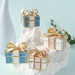 Quadratische Schleife Legierung Emaille mit Kristall Strass Schmuck magnetische Aufbewahrungsboxen&nbsp;CON-SP0001-32B