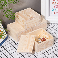 Квадратная форма незаконченный ящик из сосны OBOX-WH0006-06A