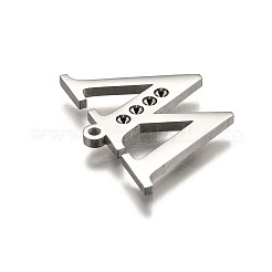 Pendentif lettre en acier inoxydable 304 anti-ternissement avec strass&nbsp;STAS-Y006-61P-W