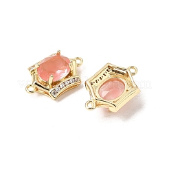 Breloques de connexion en laiton serties de micro-pavés de zircone cubique et de verre&nbsp;GL-CBA86BA-01G-E