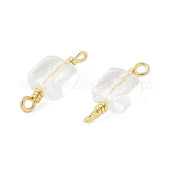 Dijes de conector cuadrado facetado de vidrio&nbsp;KK-C097-09G-01
