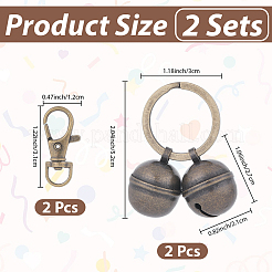 2 porte-clés cloche en laiton&nbsp;KEYC-CN0001-14C