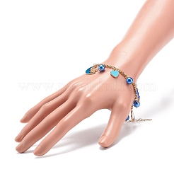 Bracelet à breloques en alliage émaillé et perles de verre avec chaînes en acier inoxydable 304 pour femme&nbsp;BJEW-JB08707-02